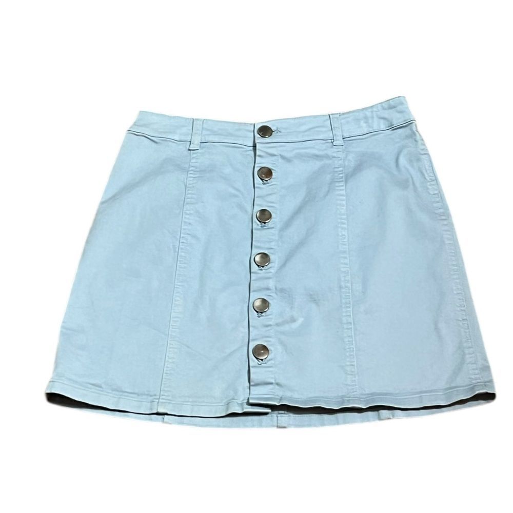 Forever‎ 21 Light Blue A-Line Button Front Skirt, Size XS